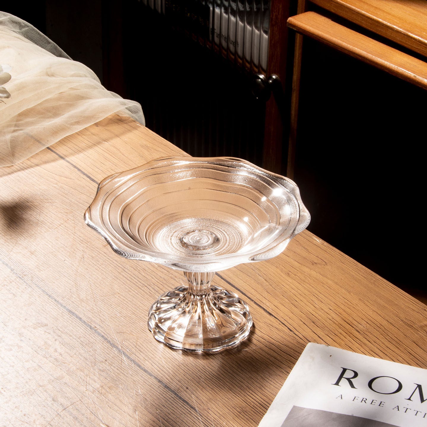 Striped Glass Fruit Serving Plate
