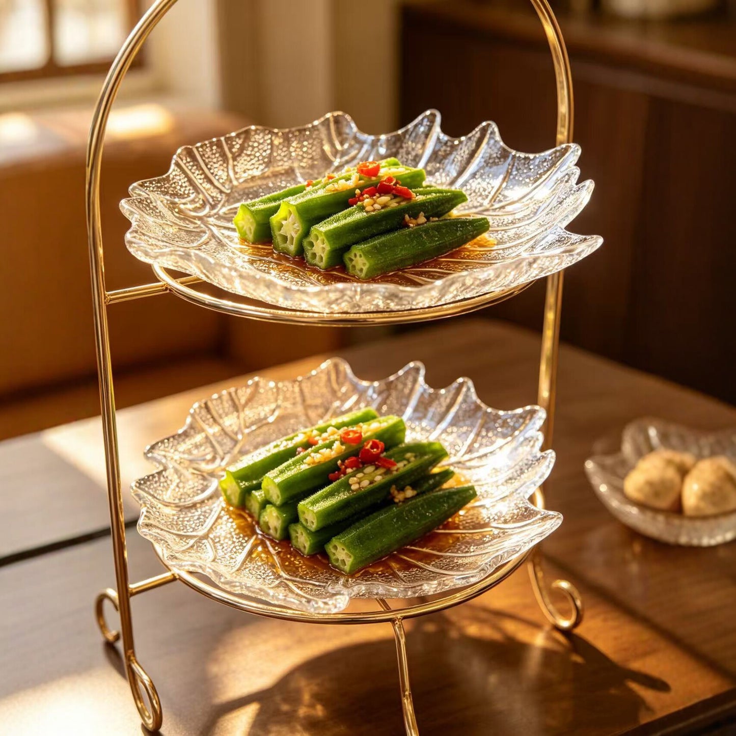 Floral Glass Fruit Decorative Plate