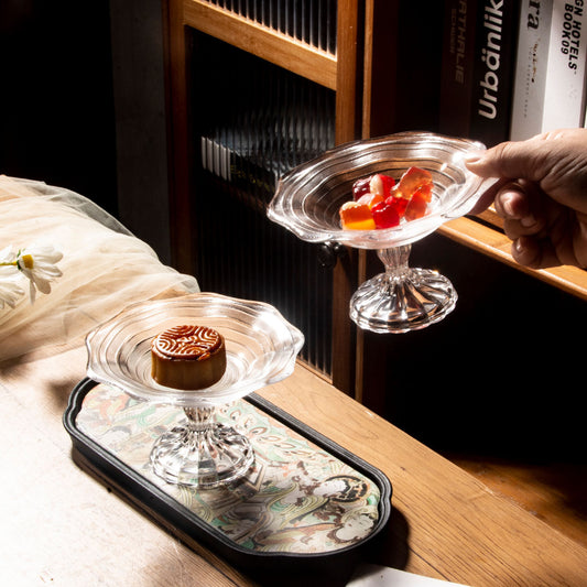 Striped Glass Fruit Serving Plate